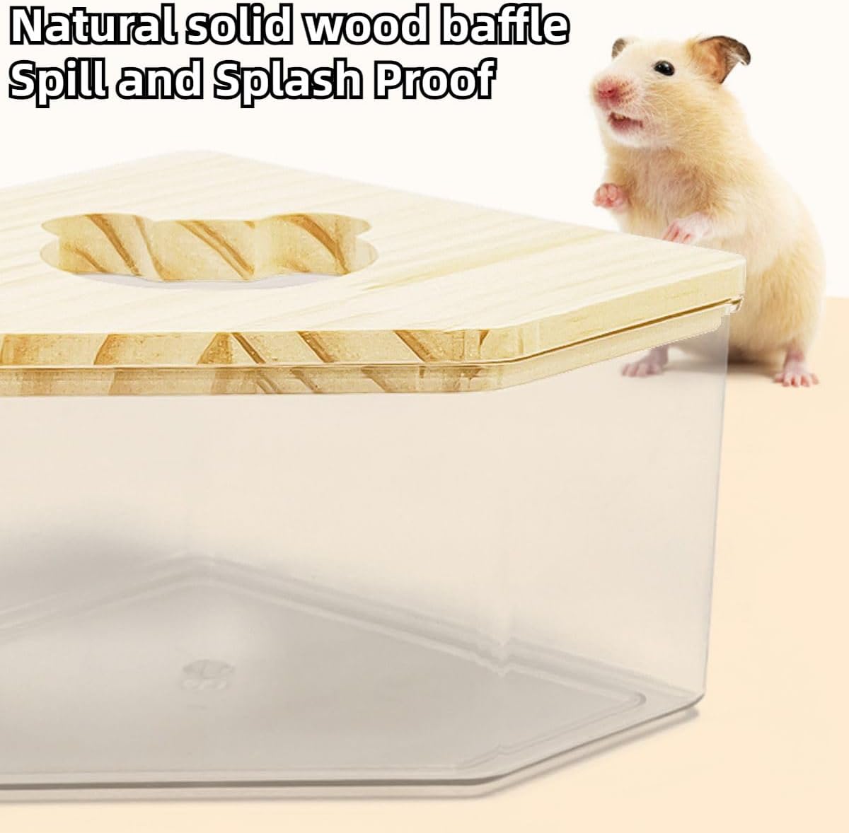 Hamster Sand Bath Box Container, Small Pet Sandbox Lid Design Wooden Sandbox Dust Bath, Transparent Bathroom & Digging Box Acrylic Syrian Hamster Litter Box Small Animal Accessories (D Large)
