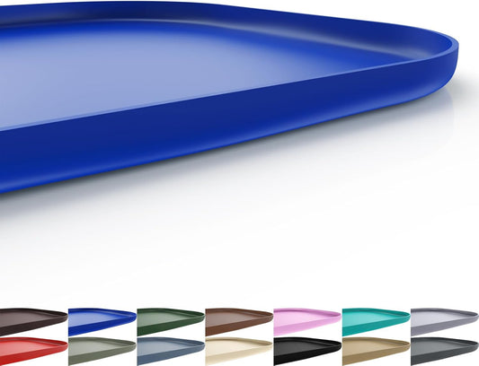 Silicone Pet Feeding Mat with Raised Edge for Food and Water, Dog Bowl Mats, Cat Bowls Placemat with High Lip for Floor Waterproof, Rubber Tray for Cats and Dogs 22 x 14 x0.8 Navy Blue