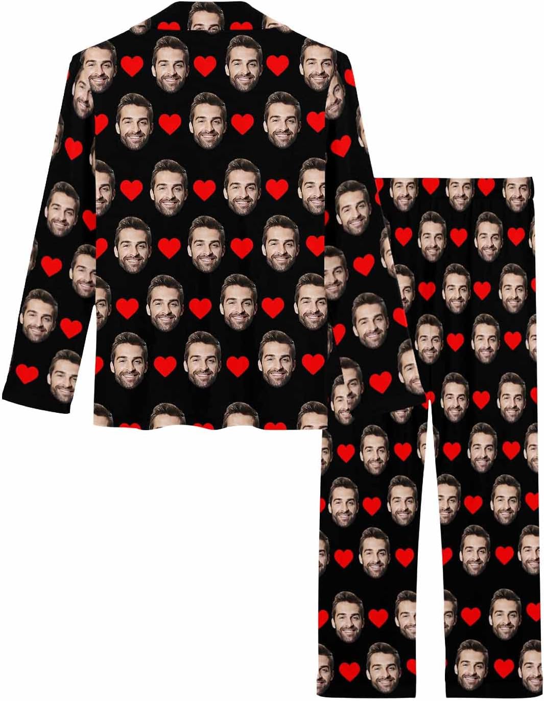 MyPupSocks Custom Face Pajamas for Women Set, Personalized Photo Long Sleepwear XS-XXL