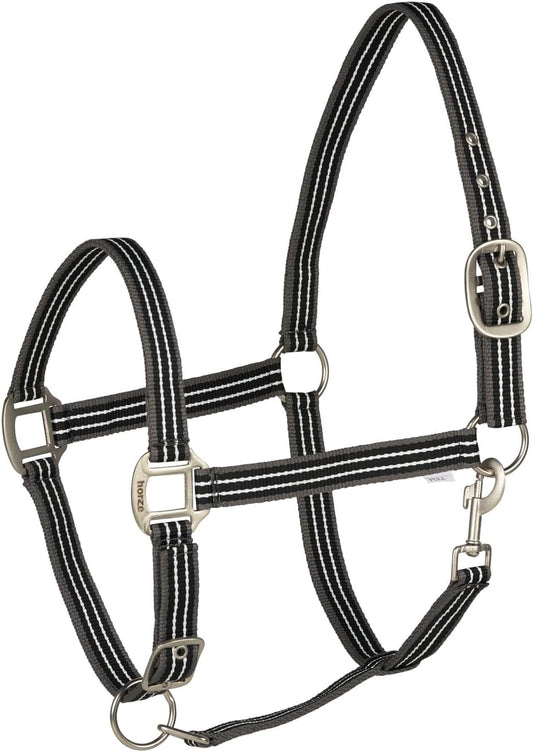 HORZE Adepto Adjustable Horse Halter | Soft, Durable Polyester - Dark Navy - Warmblood