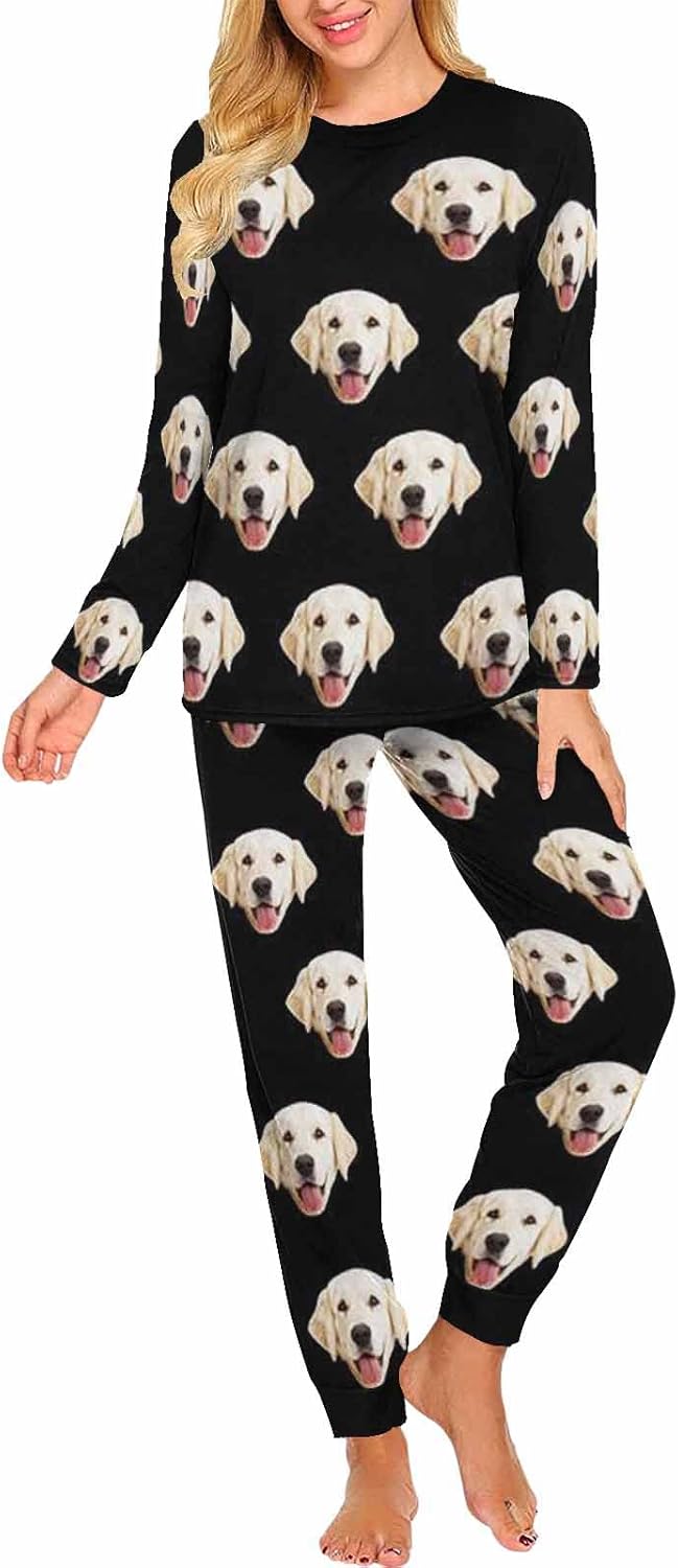 MyPupSocks Custom Face Pajamas Sets for Women, Personalized Photo Sleepwear XS-XXL