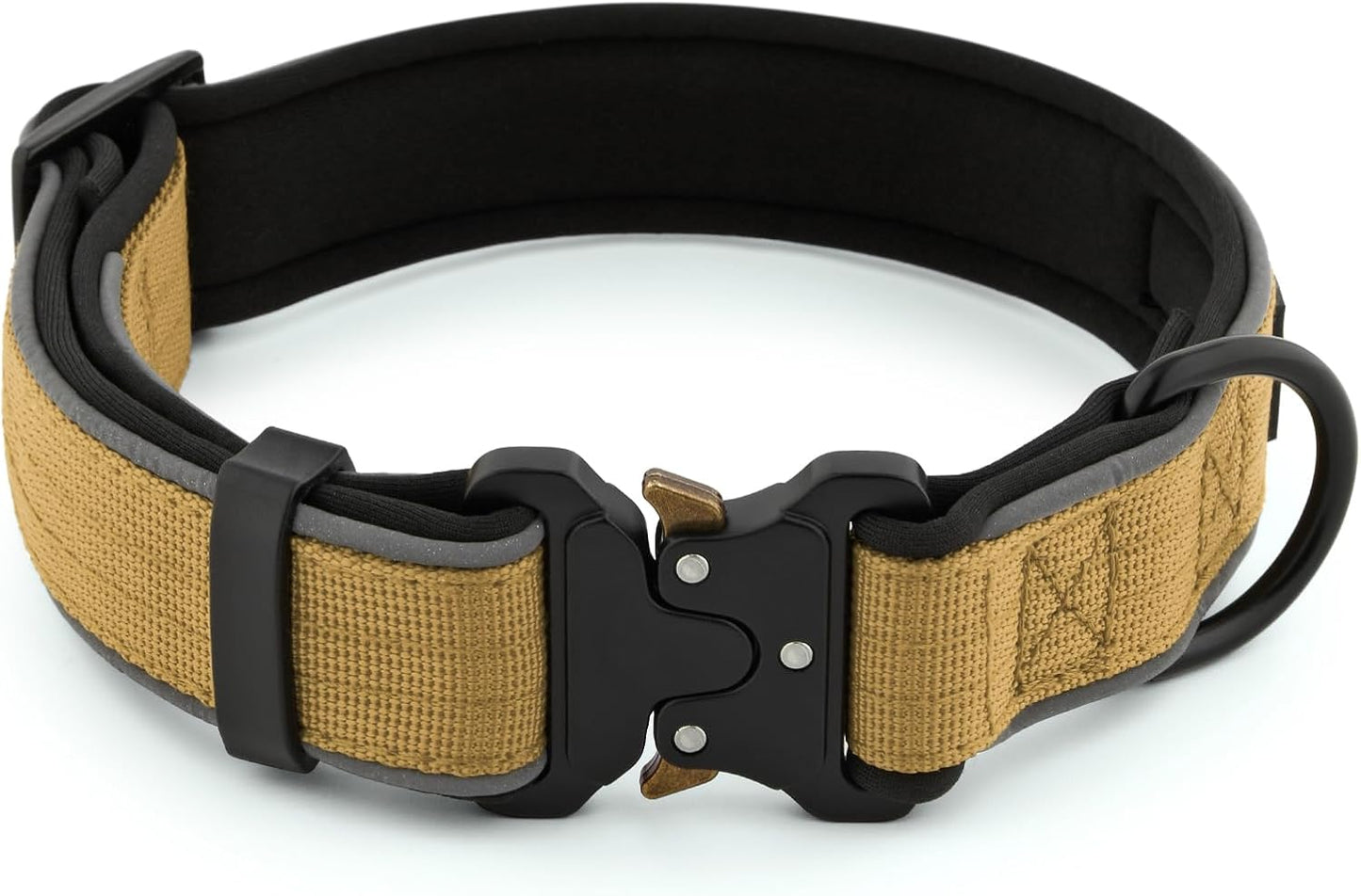 Plutus Pet Tactical Dog Collar, Reflective, Adjustable Heavy Duty Dog Collar, Soft Padded and Comfortable, for Small Medium and Large Dogs (Brown, XL)