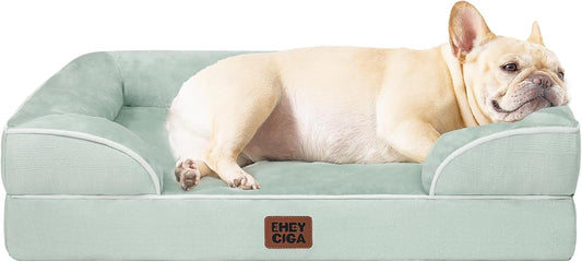 EHEYCIGA Orthopedic Dog Bed for Medium Dogs, Waterproof Memory Foam, Sage Green, 30"L x 20"W x 6.5"Th