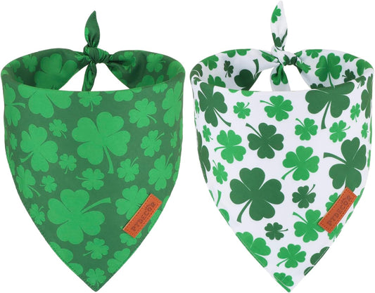 PTDECOR St. Patrick's Day Dog Bandana, Reversible Dog Scarf, Multi Size Offered, Green Shamrock Pet Bandanas for Small Dogs Pets (St. Patrick's Day, Small)