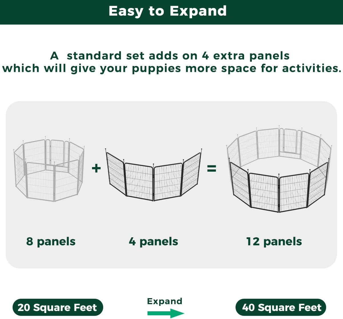 FXW Rollick Unleashed Dog Playpen for Indoor, Yard, RV Camping, 40 inch 4 Panels for Medium and Large Dogs, Black│Patented