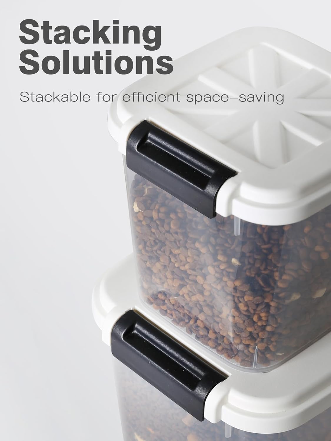 Large Rice Storage Container 30 lbs, Airtight Pet/Cat Treat Storage Bin with Lids, Attachable Wheels, Great for Flour & Rice, Easy Mobility, BPA Free, White