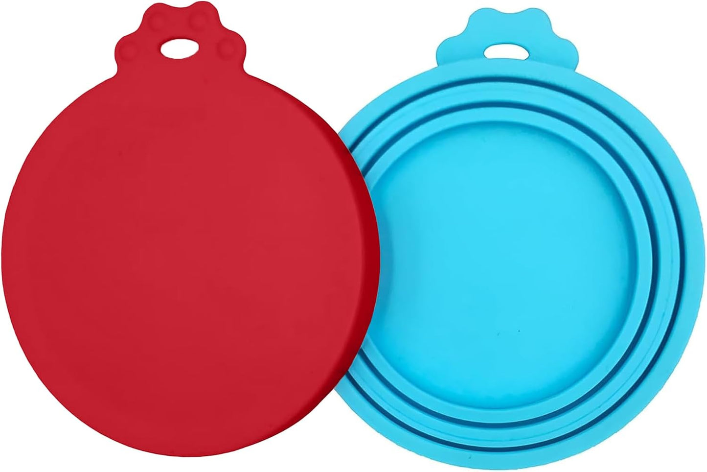2 Pack Pet Food Cans Lids, Silicone Food Can Covers for Dog and Cat, BPA Free/Food Safe/Universal, One Fit Most Standard Size Food Can Top Red/Blue