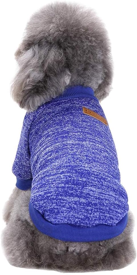 Jecikelon Dog Clothes Dogs Sweater Soft Puppies Clothing Winter Puppy Sweaters Warm Outfit for Dogs Small XXS XS Cat Apparel (X-Large, Dark Blue)