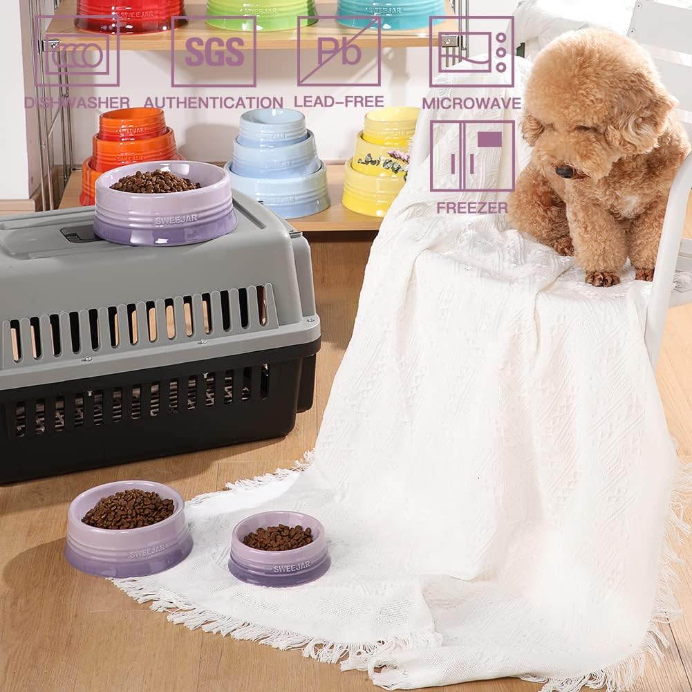 Sweejar Gradient Dog Bowl, Ceramic Dog Food Dish for Puppy and Kitten, Porcelain Pet Bowl for Food and Water 8 oz (Gradient Purple)