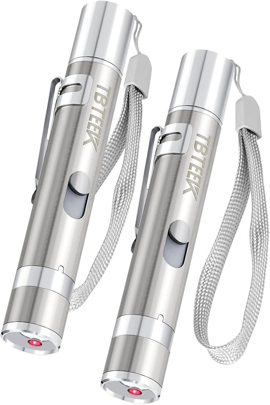 TBTeek Cat Toy, USB Rechargeable Interactive Kitten Toy, 7 Light Modes & Adjustable Patterns, Portable Pet Cat Mouse Toy for Fun Chase Play Exercise (2 Pack)