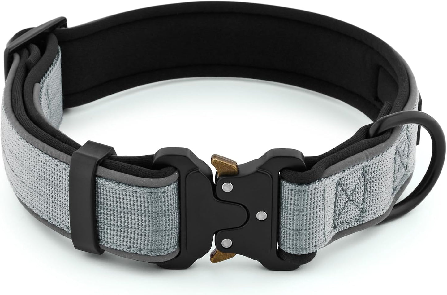 Plutus Pet Tactical Dog Collar, Reflective, Adjustable Heavy Duty Dog Collar, Soft Padded and Comfortable, for Small Medium and Large Dogs (Gray, XL)