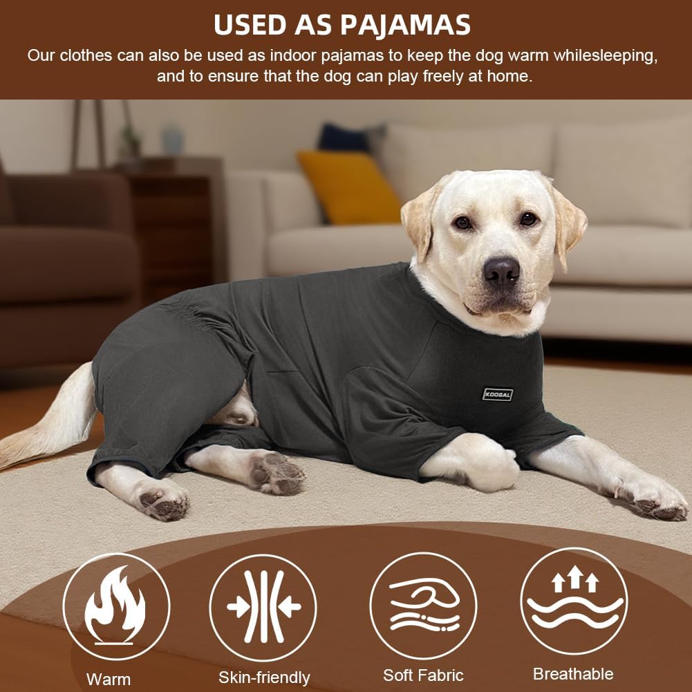 Dog Pyjamas PJS Sweater Clothes and Home Clothing Suitable for Medium to Large Breeds of Dogs, Dog Neutering Suits, Extra-Large Stretch Fabric, Four-Legged Clothes (Thin Dark Gray, 2XL)