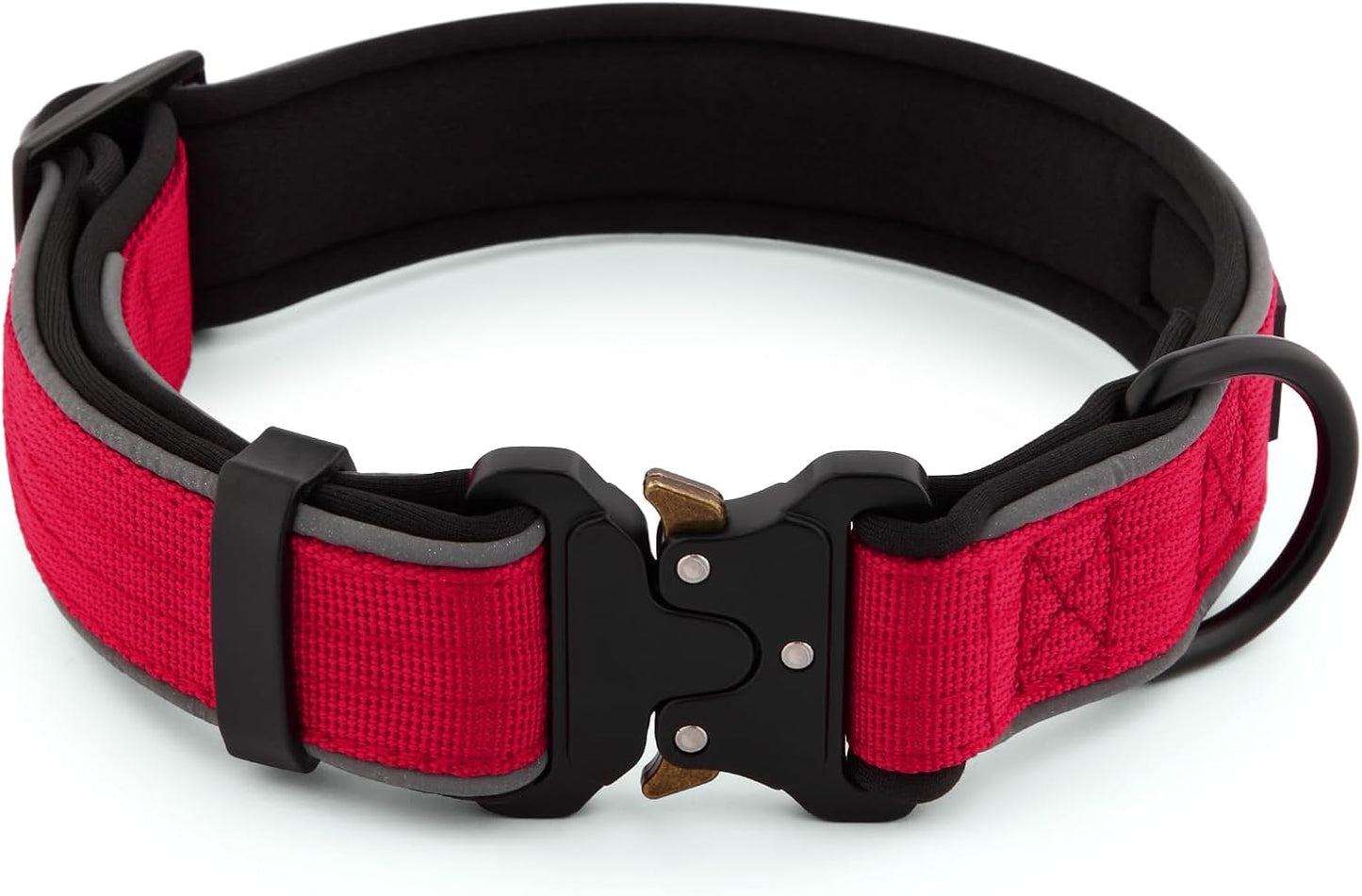 Plutus Pet Tactical Dog Collar, Reflective, Adjustable Heavy Duty Dog Collar, Soft Padded and Comfortable, for Small Medium and Large Dogs (Red, XL)