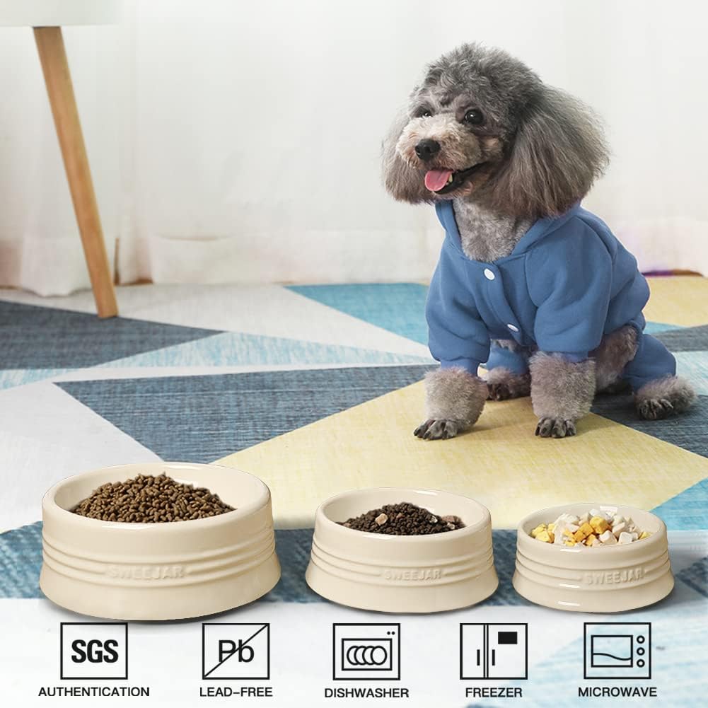 Sweejar Gradient Dog Bowl, Ceramic Dog Food Dish for Medium Dogs and Cat, Porcelain Pet Bowl for Food and Water 18 oz (Beige)