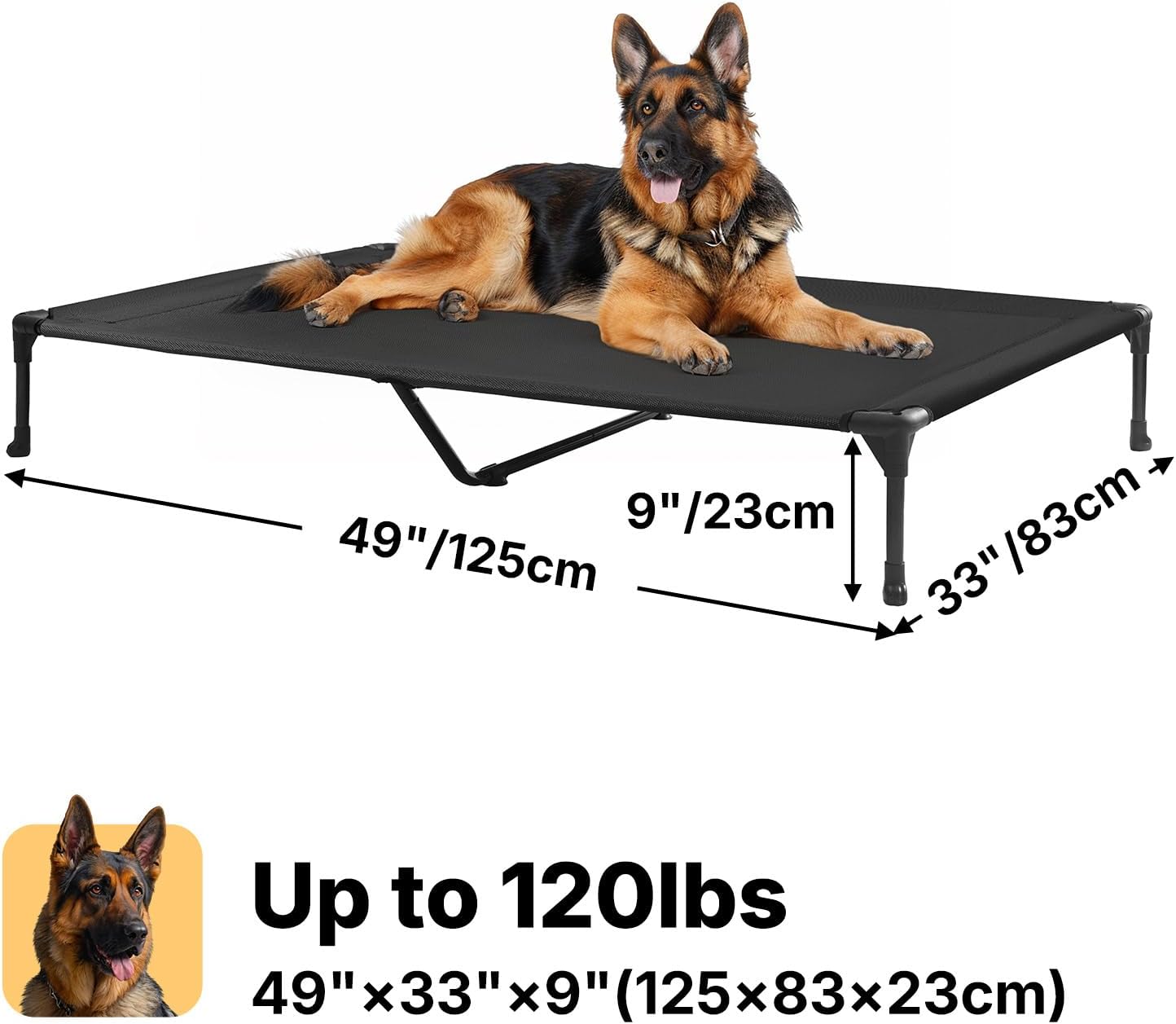 Veehoo Cooling Elevated Dog Bed, Portable Raised Pet Cot with Washable & Breathable Mesh, No-Slip Feet Durable Dog Cots Bed for Indoor & Outdoor Use, X Large, CWC1803-XL