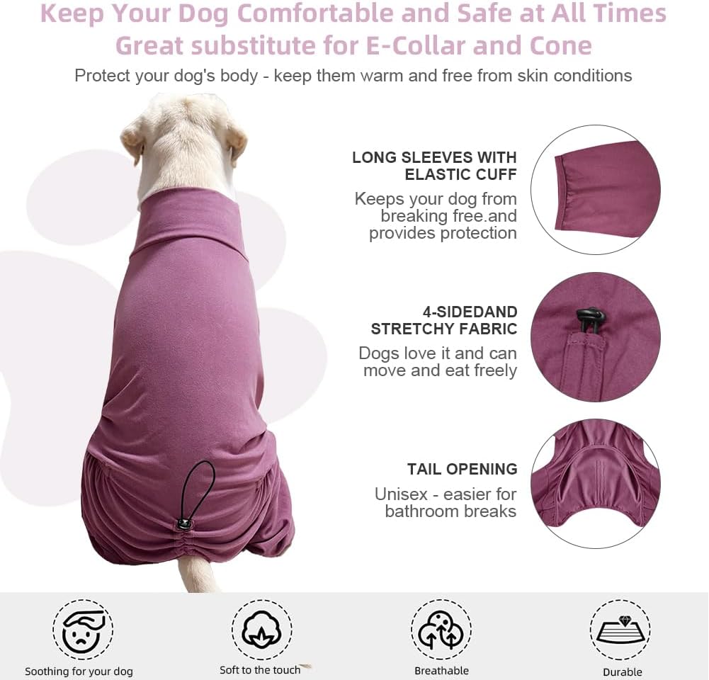 Dog Pyjamas PJS Sweater Clothes and Home Clothing Suitable for Medium to Large Breeds of Dogs, Dog Neutering Suits, Extra-Large Stretch Fabric, Four-Legged Clothes(Thickened Red, 4XL)