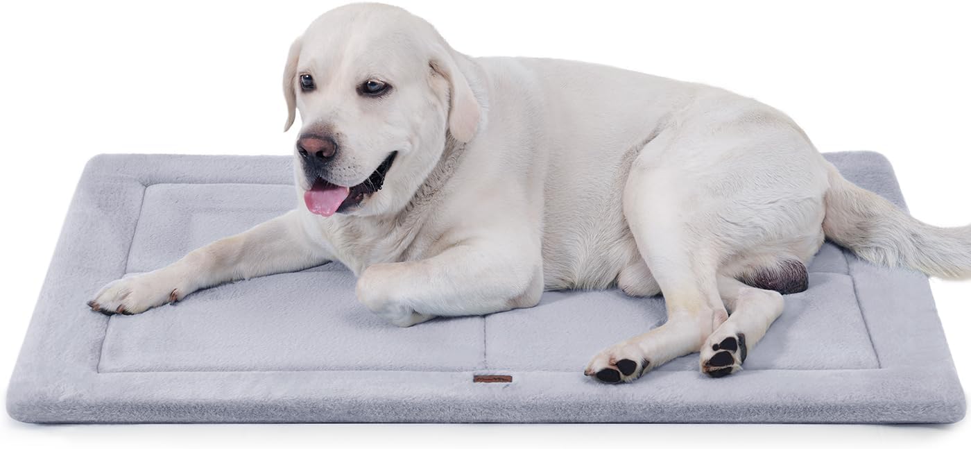 Made4Pets Dog Crate Pad Bed for Extra Large Dogs, Washable & Reversible, Anti-Slip Kennel Mat for Cozy Sleeping, Soft Fluffy Dog Bed for Indoor & Outdoor Use, 48"x30", Gray