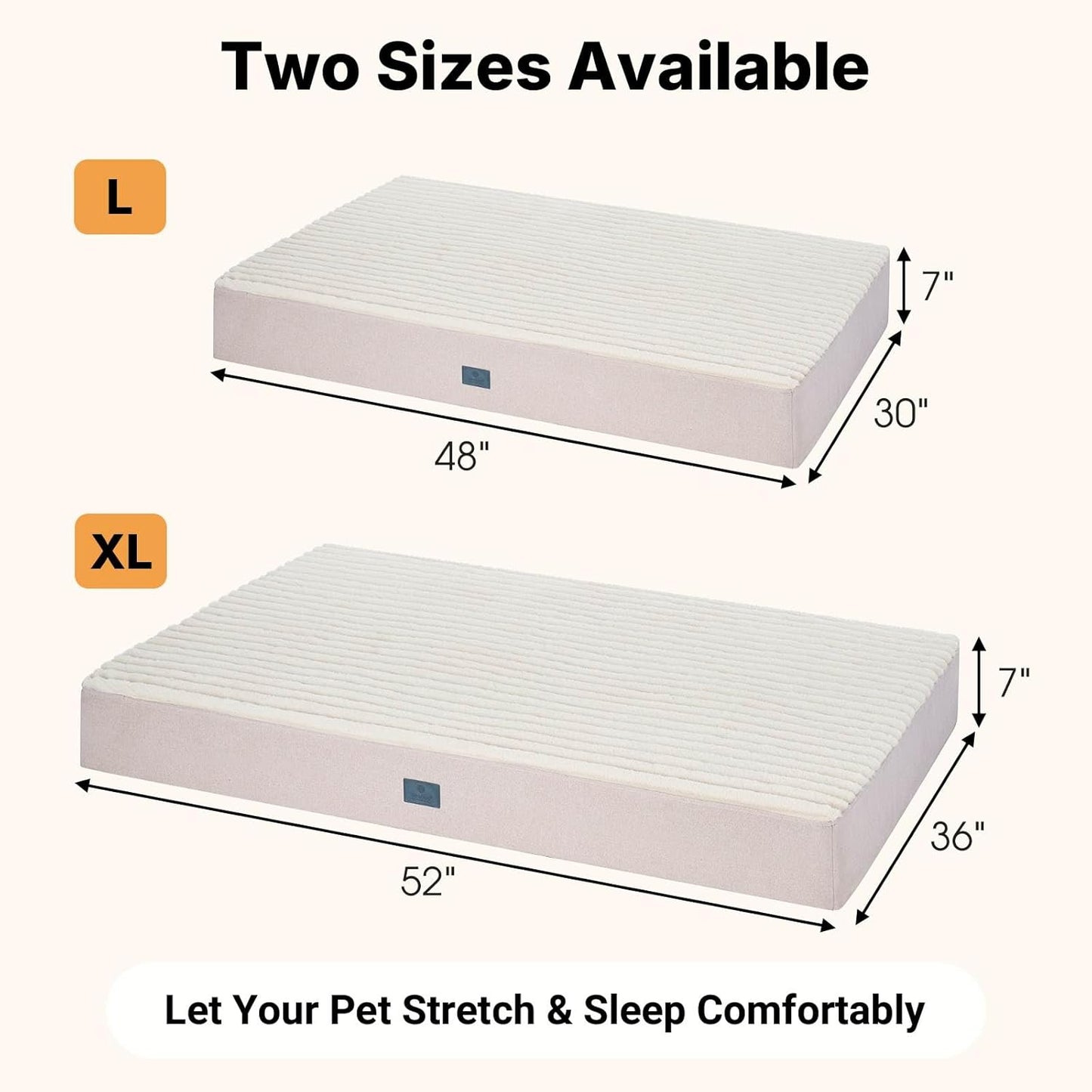 Veehoo Orthopedic Memory Foam Dog Bed, 7 Inch Thick Extra Large Dog Bed XL for Senior Dogs with Ultra-Soft Fluffy Surface, Waterproof Liner, Removable Washable Cover and Non-Slip Bottom, 48"x30"x7"