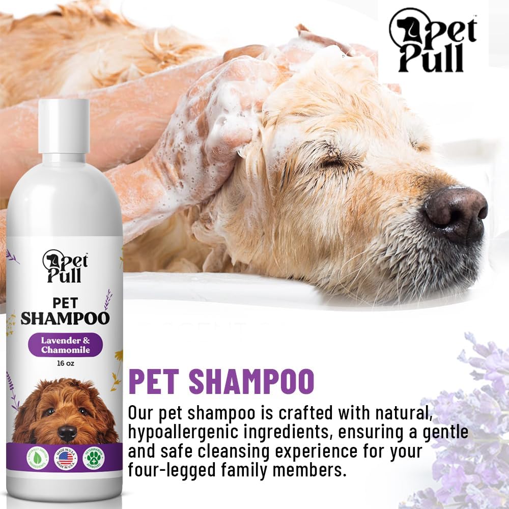 Pet Shampoo for Dogs - Plant-Based Dog Shampoo Cleanser - Dog Wash Pet Supplies for Pets with Lavender and Chamomile Scent - Safe and Gentle Sensitive Skin Dog Shampoo - Made in The USA 16oz