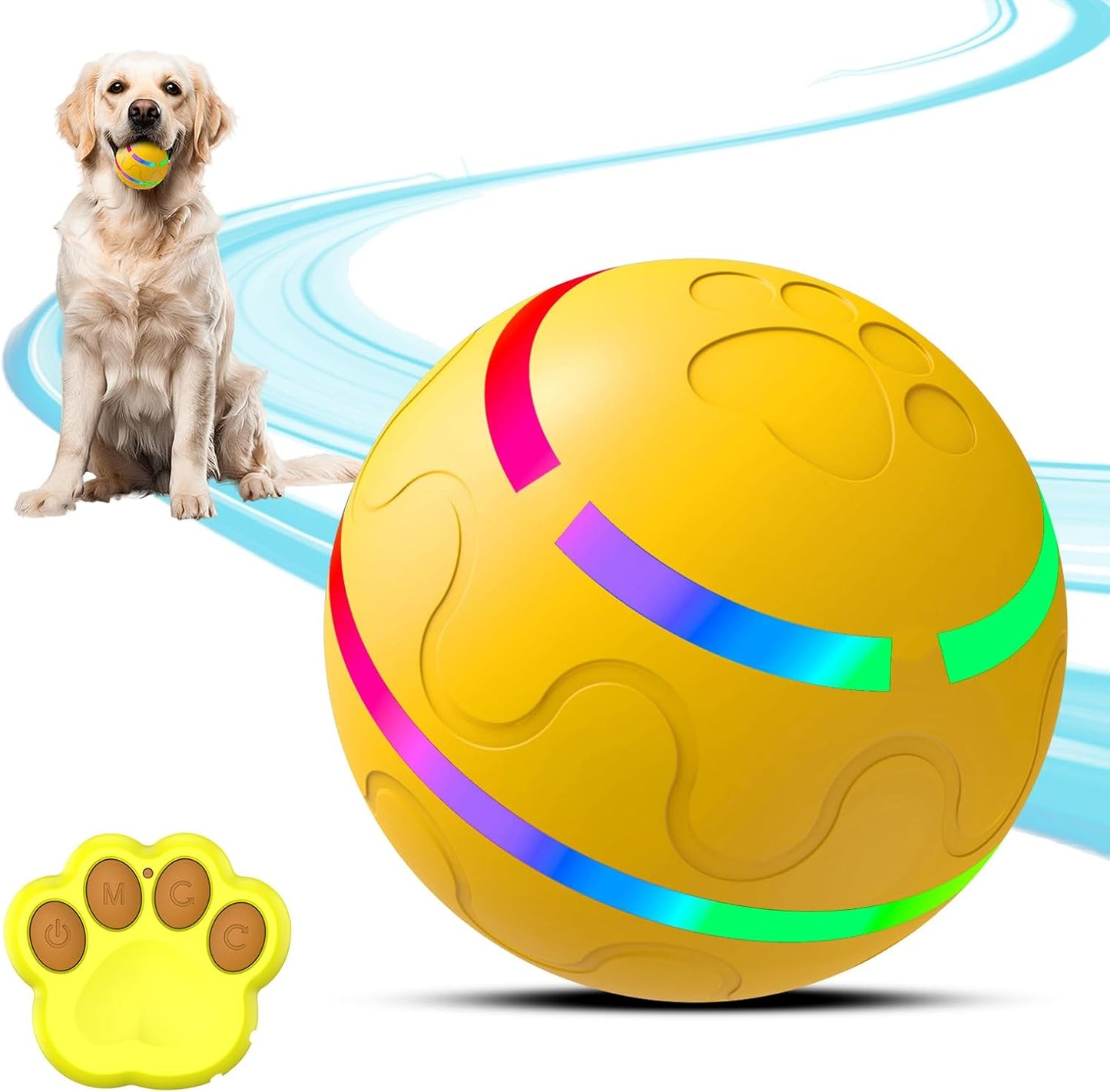 Smart Interactive Dog Ball, Interactive Dog Toys with Remote Control, Automatic Moving Pet Ball for Medium and Large Dogs, TPU Material, Rechargeable Vibrating Bouncing Pet Toy
