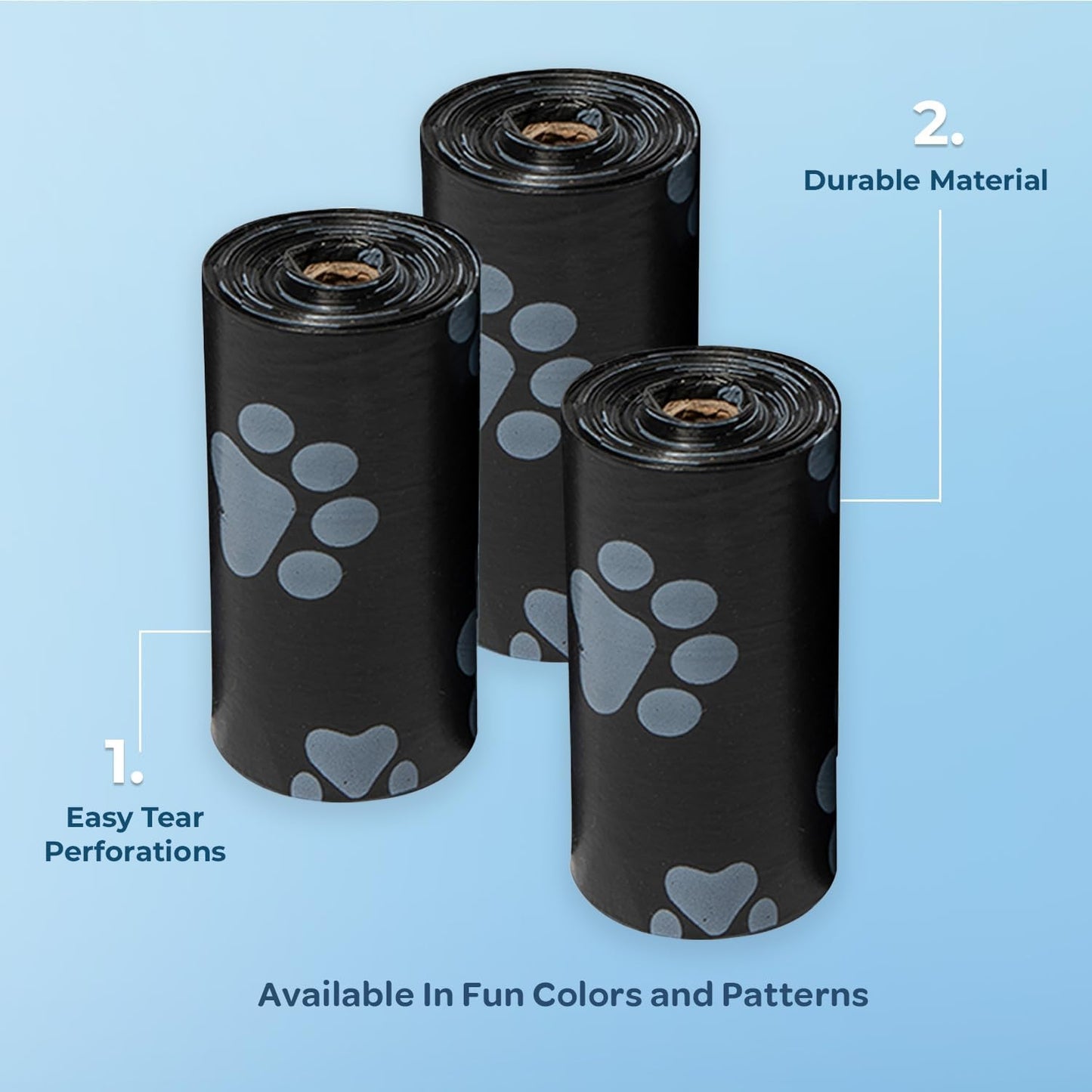 Best Pet Supplies Dog Poop Bags (360 Bags) for Waste Refuse Cleanup, Doggy Roll Replacements for Outdoor Puppy Walking and Travel, Leak Proof and Tear Resistant, Thick Plastic - Black