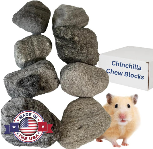 Chew Toys for Chinchilla, Lava Block Toys for Small Pet Animals like Rat, Mice, Bunny, Hamster, Degus, Gerbils, Pumice Blocks, Guinea Pig Toy, Rabbit Chew Toy by Billy Buckskin - Pack of 8