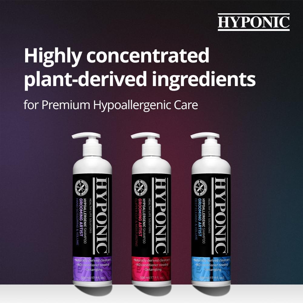 HYPONIC Grooming Artist Shampoo - Hypoallergenic Pet Shampoo for Groomers (Clipper Cut & Moisturizing (17.9 oz))