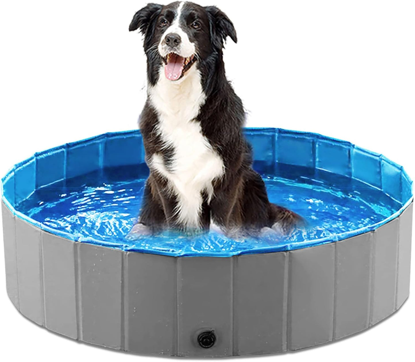 Jasonwell Foldable Dog Pet Bath Pool Collapsible Dog Pet Pool Bathing Tub Kiddie Pool Doggie Wading Pool for Puppy Small Medium Large Dogs Cats and Kids 32" Grey