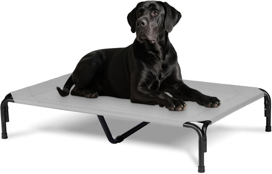Elevated Dog Bed for Outdoor, XXL Raised Dog Cot Indestructible with Washable Mesh, Cooling Summer Pet Cot Chew Proof for Outside Camping Travel, 51 inch Grey