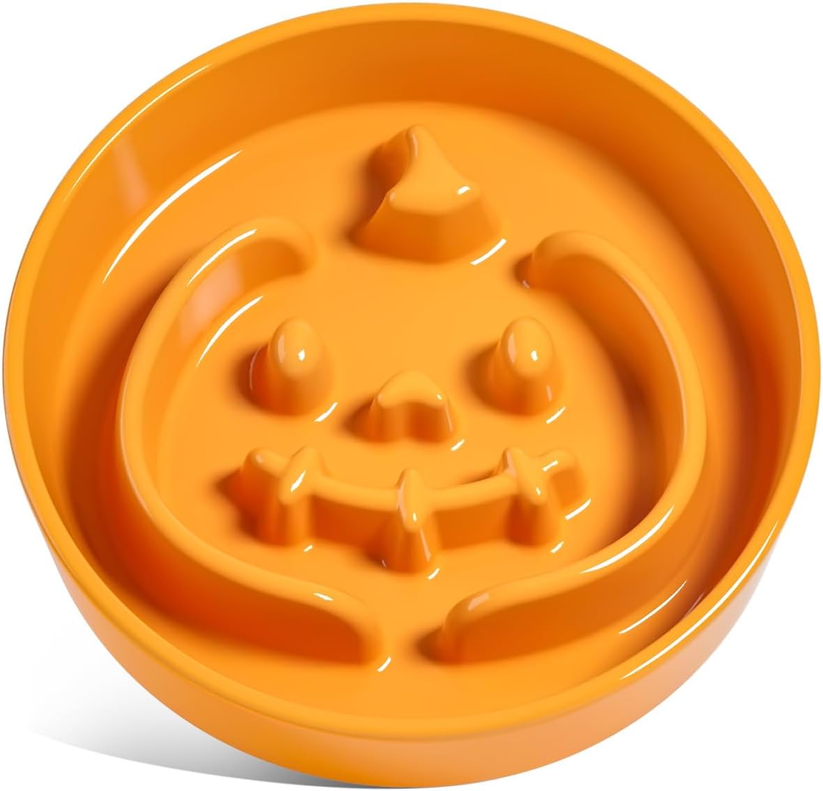 LE TAUCI Ceramic Slow Feeder Dog Bowls Small Breed, 0.6 Cups Dog Food Dish for Fast Eaters, Puzzle Bowl for Small Dogs and Cats,Pumpkin Orange