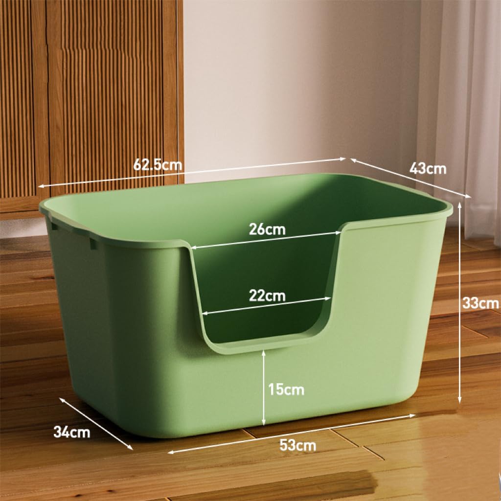 Extra Large Litter Box with High Sides 24.60" Lx16.92 Wx12.99 H,Anti-Splashing Kitty Litter Box,Tool-Free Assembly,Multi cat Litter Box,Jumbo Litter Box (Green)