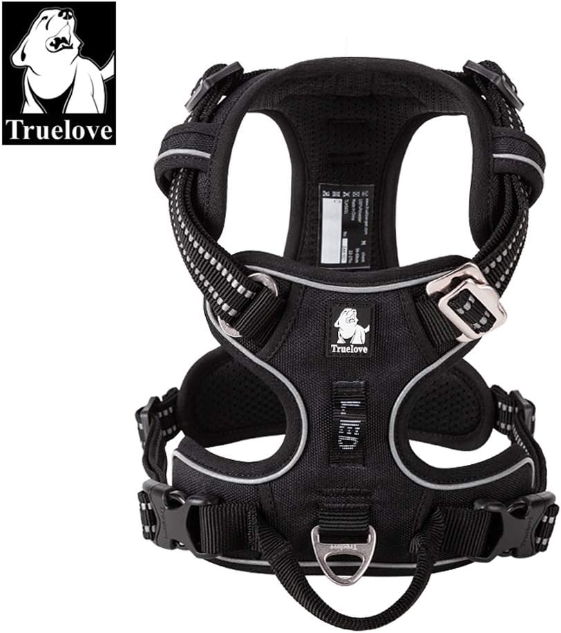 TRUE LOVE Dog Harness No Pull Nylon Reflective Pet Harness Adjustable Comfortable Control Step-in Brilliant Colors Truelove TLH56512 XS Black