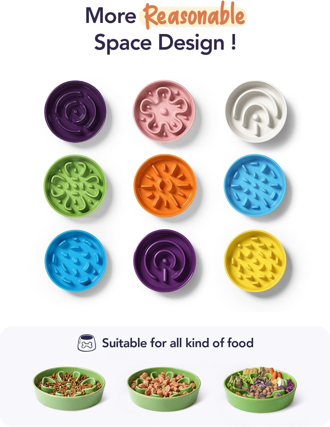 LE TAUCI Slow Feeder Dog Bowls Ceramic, 1.5 Cups Dog Food Bowl, Puppy Slow Feeder Dish for Fast Eaters, Clover Green