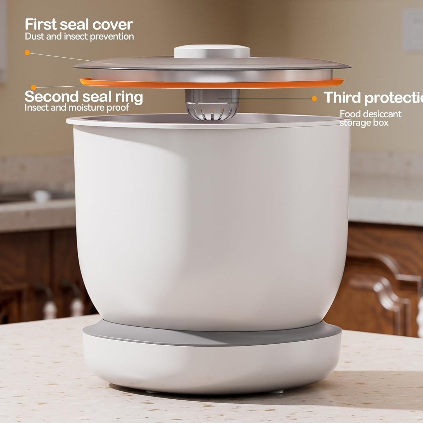 CTIME Airtight Pet Food Storage Container for Small Dog Cat Bird Treats & Dry Food to Keep Fresh -7.2L/2.2Gal (White)