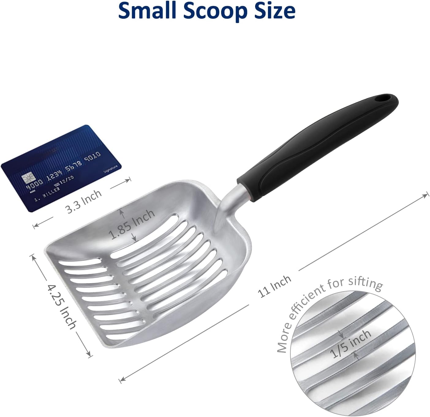 WePet Cat Litter Scoop, Aluminum Alloy Sifter, Kitty Metal Scooper, Deep Shovel, Long Handle, Poop Sifting, Kitten Pooper Lifter, Durable, Heavy Duty, for Litter Box