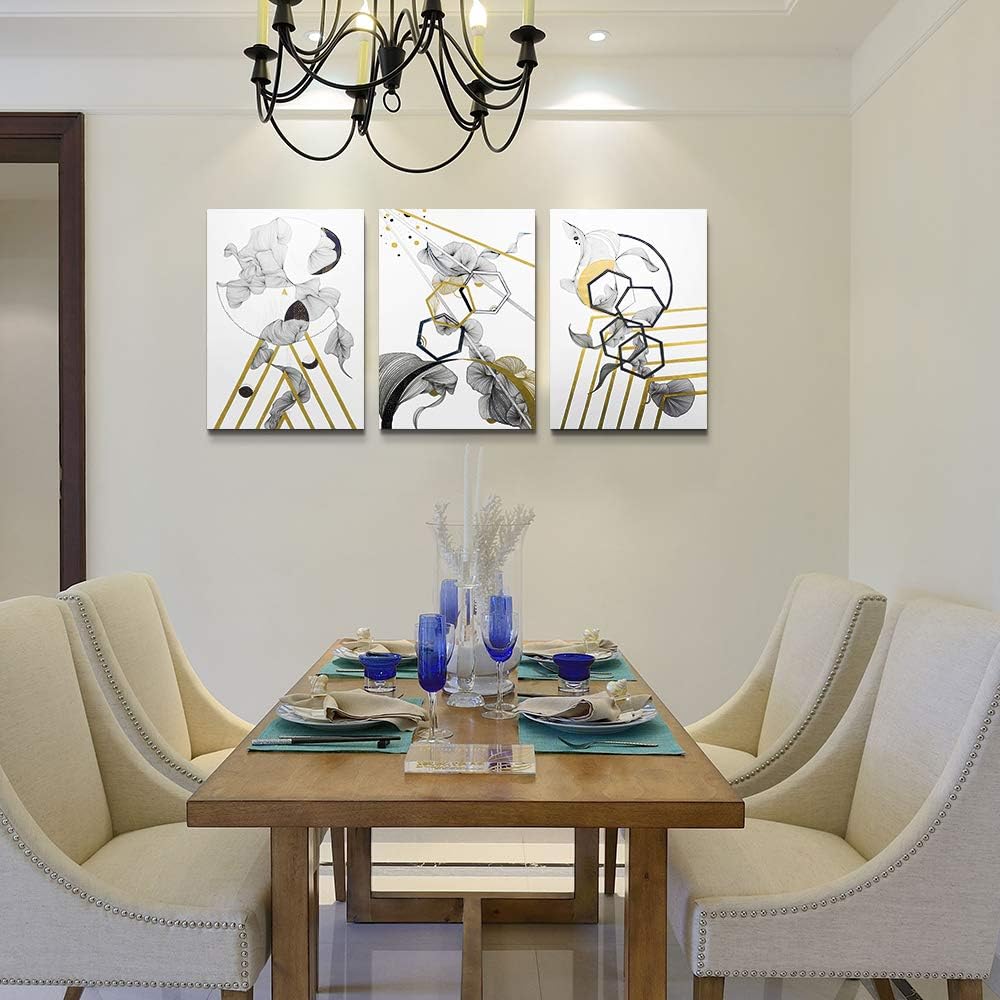 modern Abstract painting Canvas Wall Art for Living Room Wall Artworks Bedroom Decoration, 3 piece Framed office kitchen bathroom Wall decor inspirational Black and white abstract posters Home Decor