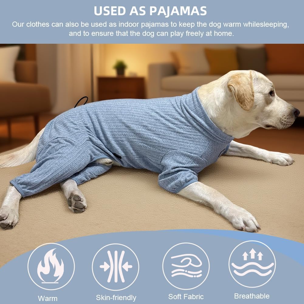 Dog Pyjamas Sweater Clothing and Loungewear Suitable for Medium to Large Breeds of Dogs, Dog Neutering Suits, Extra-Large Stretch Fabric, Four-Legged Dogs Clothes Pyjamas(Sweater Blue, 2XL)