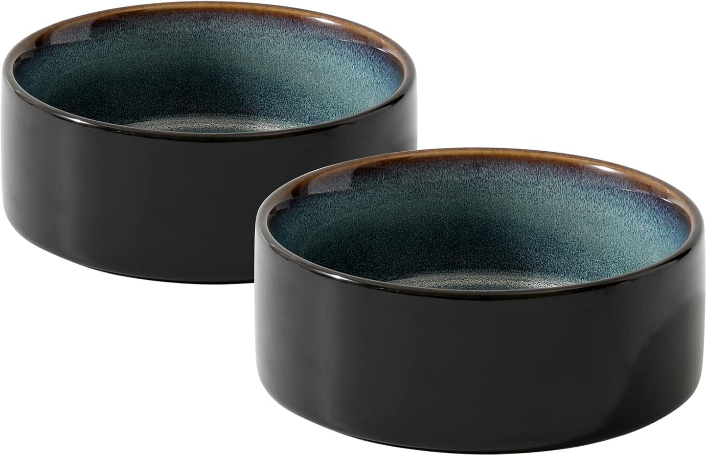 Ceramic Set of 2 Dog Bowls, Food and Water Bowls for Dogs, Puppy, 2pcs Dog Dishes, Pet Feeder(6inch, 2 x Starry Sky Bowls)