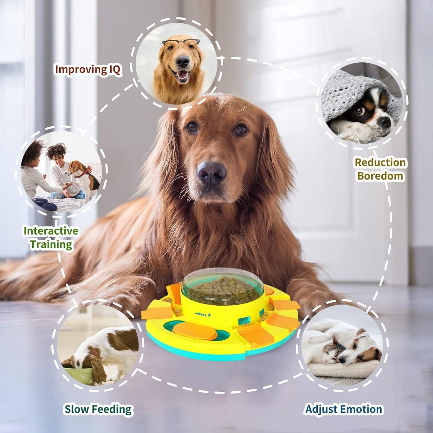 Dog Puzzle Toys for Dog Boredom and Mentally Stimulating, Interactive Slow Food Feeder Dispenser, Professional Level 2 in 1 for Large/Medium/Small Dog