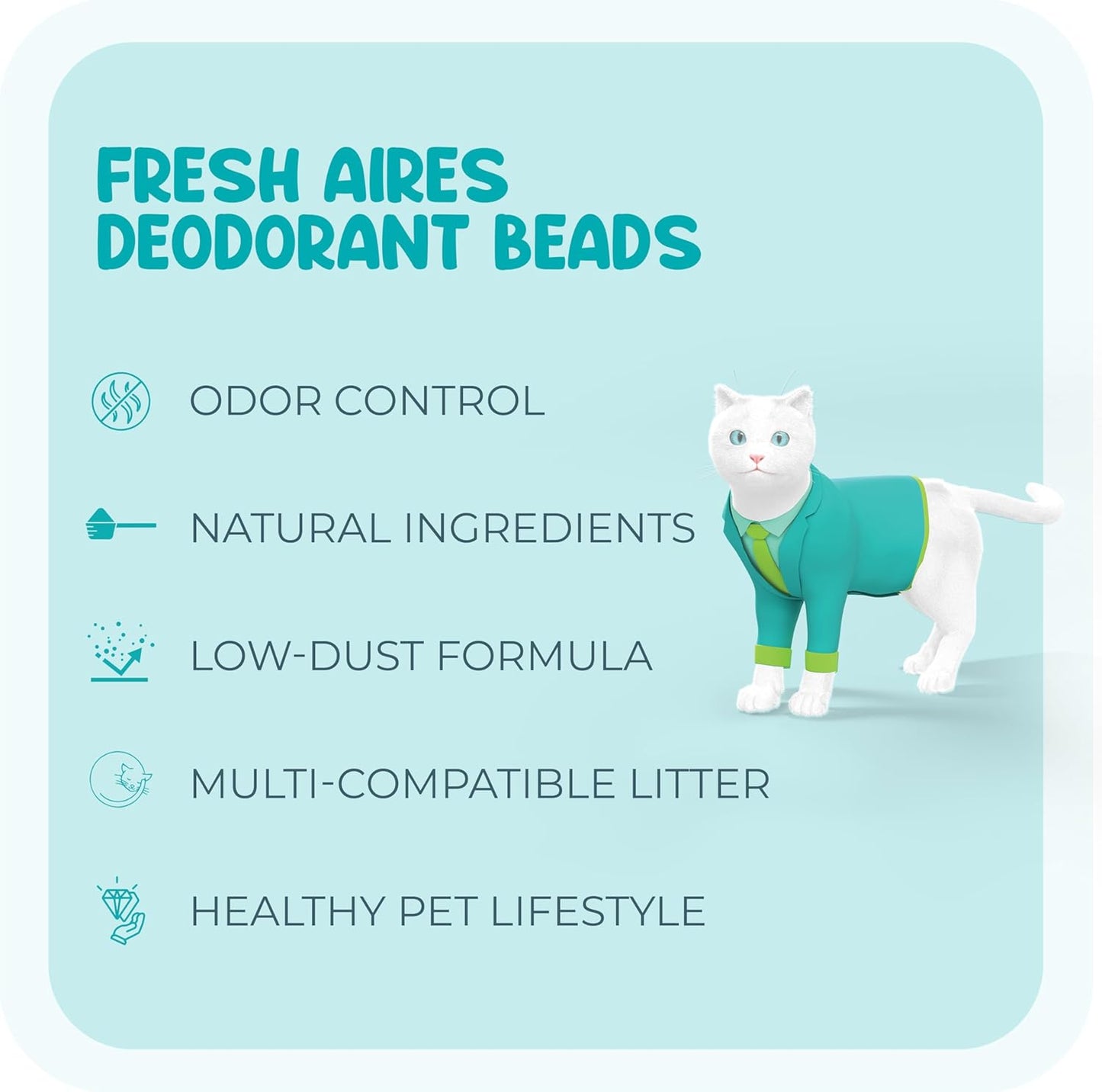 Deodorant Beads - Area Deodorizer for Cat Litter Boxes, Low-Dust, Non-Toxic, Superior Odor Control, Pet-Safe, Cleaner Air