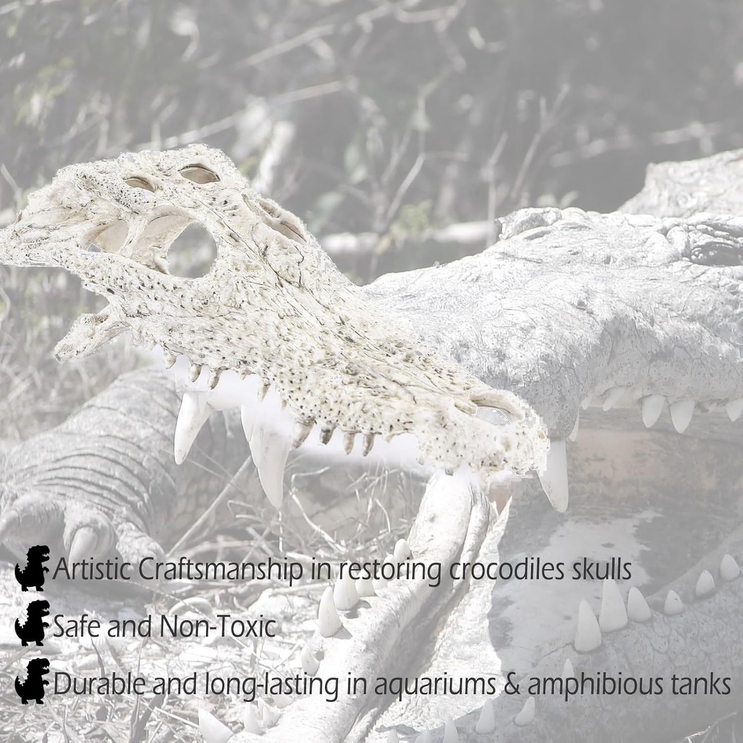 Animal Skull Fish Aquarium Hideout Decorations Cave Dinosaur Reptile Ornament Halloween Décor for Terrarium Large Betta Decor Bones