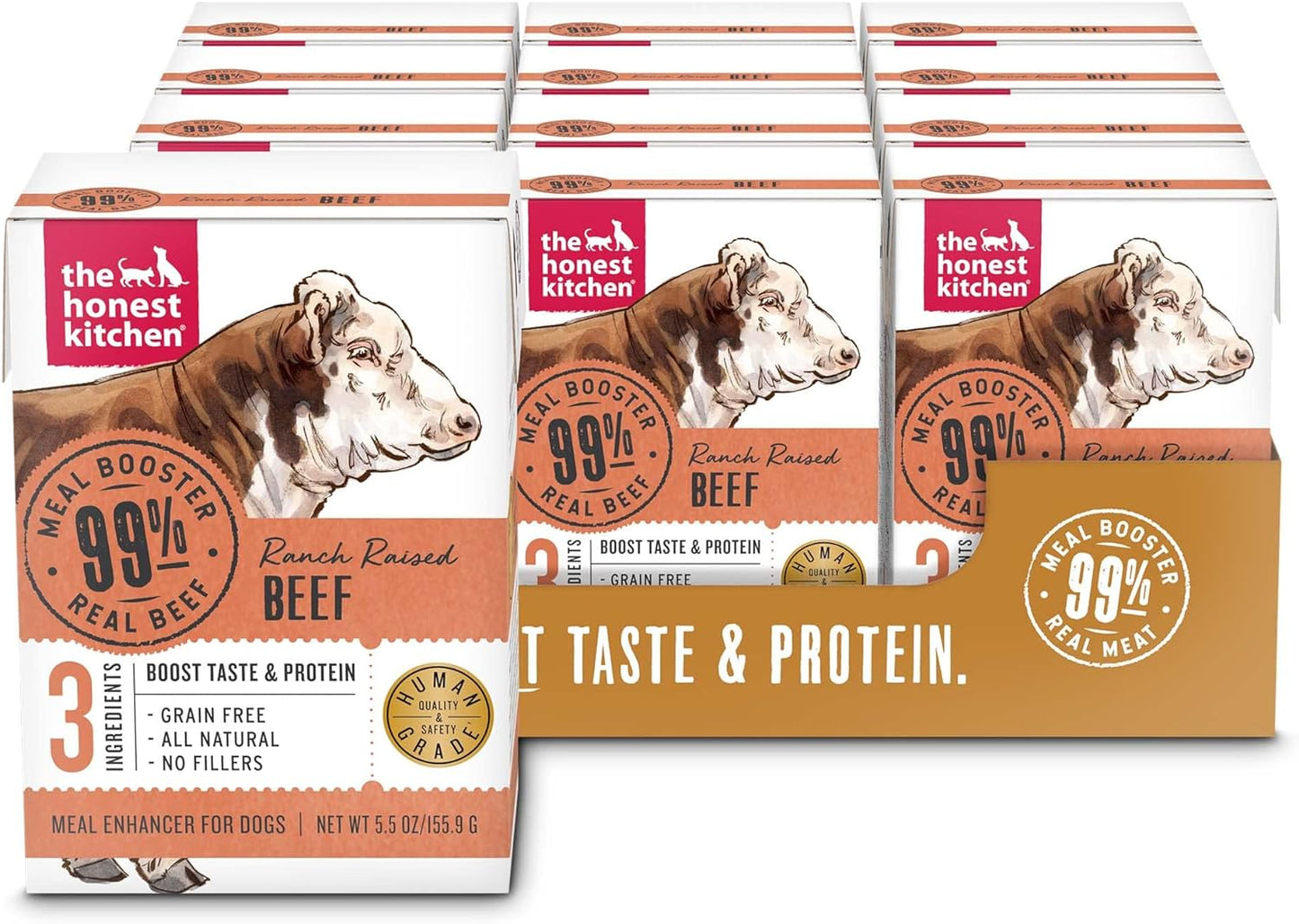 The Honest Kitchen Meal Booster: 99% Beef Dog Food Topper, 5.5 oz (Pack of 12)