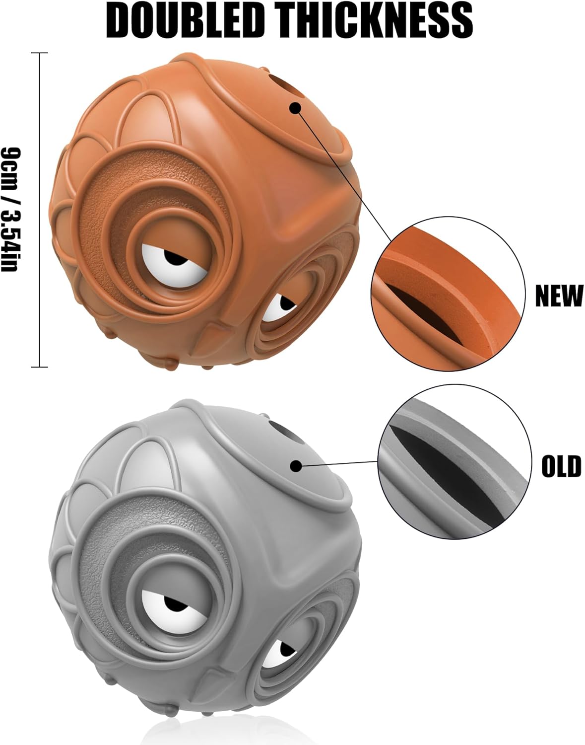 Giggle Ball for Dogs Owl Dog Toys for Aggressive Chewers Medium Large Dogs Fun Gift for Dog Natural Rubber Herding Ball for Dogs Cute Owl Hoot Brown New