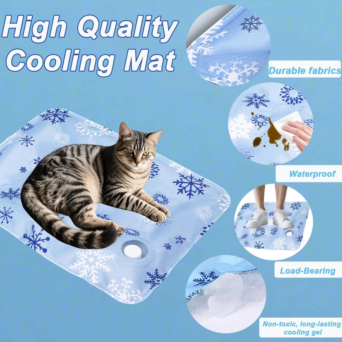 Dog Cooling Mat, Cooling Mat for Dogs & Cat, Provides Instant Relief for Small, Medium, Large Dogs, Washable, Non-Slip Design, Perfect for Hot Summer Days to Keep Pets Comfortable(M 19.6''*23.6'')