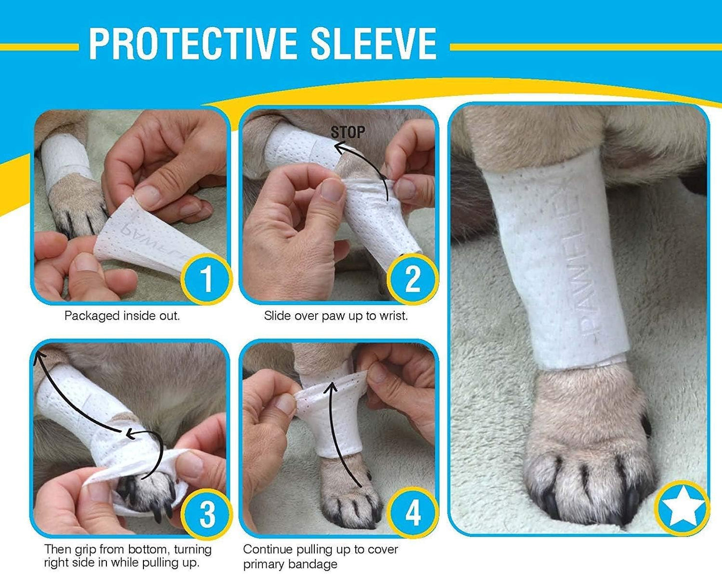 Protective Sleeve Tubular Cover - Bandages - for Dogs Cats and Other Pets First Aid Wound Care Comfortable Non-Adhesive Breathable & Water Resistant 18 Strips (yields 36-54 Covers)-(X-Large)