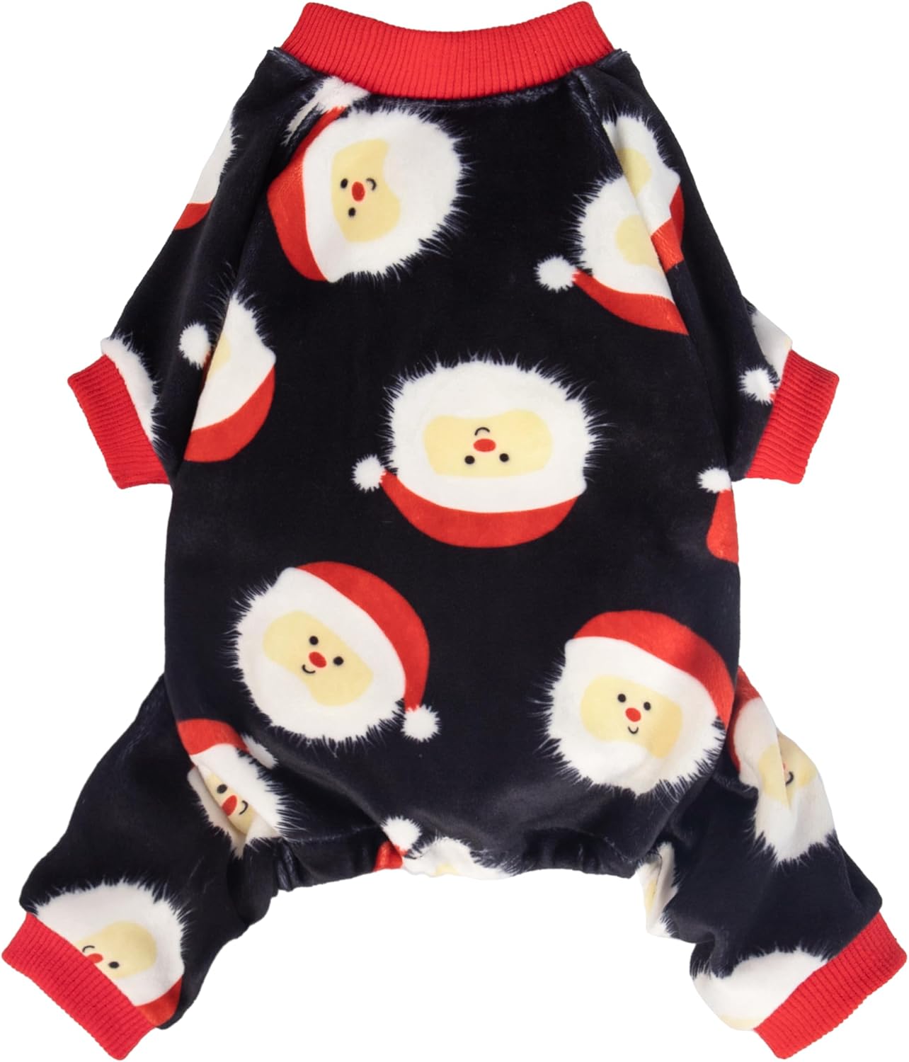 Fitwarm Santa Claus Dog Christmas Pajamas, Winter Doggy Clothes for Small Dogs Boy Girl, Fleece Dog Jammies with Feet, Holiday Pet Outfit, Black, White, Red, XS
