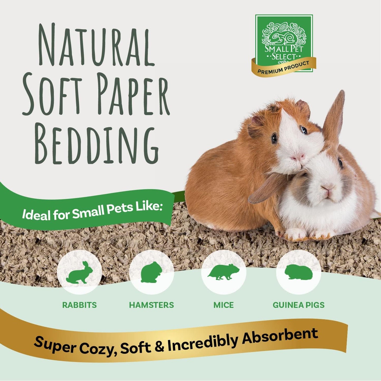 Small Pet Select Brown Natural Paper Bedding, Soft Animal Bedding with Odor Control for Guinea Pig, Rabbit, Hamster, or Bunny, Cage Accessories, Made in the USA, 178L (2 Pack)