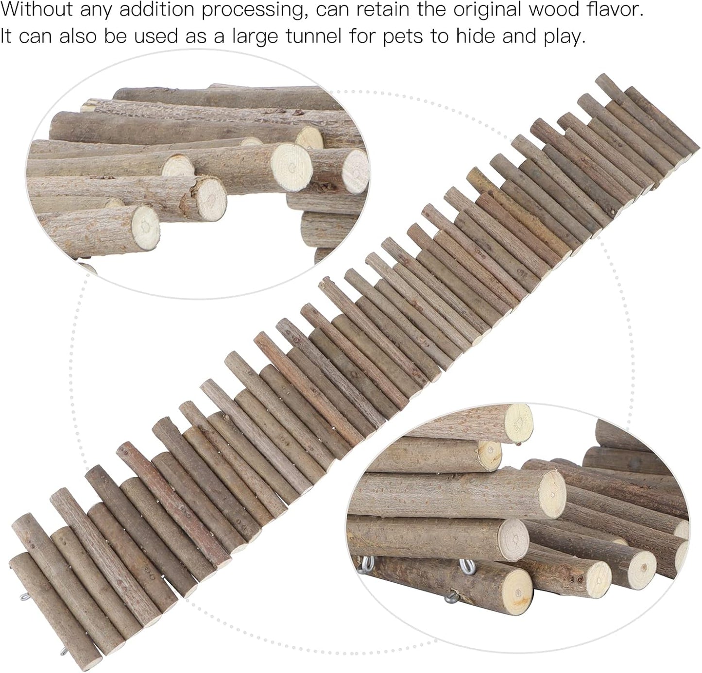 Flexible Hamster Wooden Bridge, 11.8In Hamster Fence, Wooden Sticks for Hamster Cage Decor And Platforms, Syrian Hamster Cage Accessories Wood