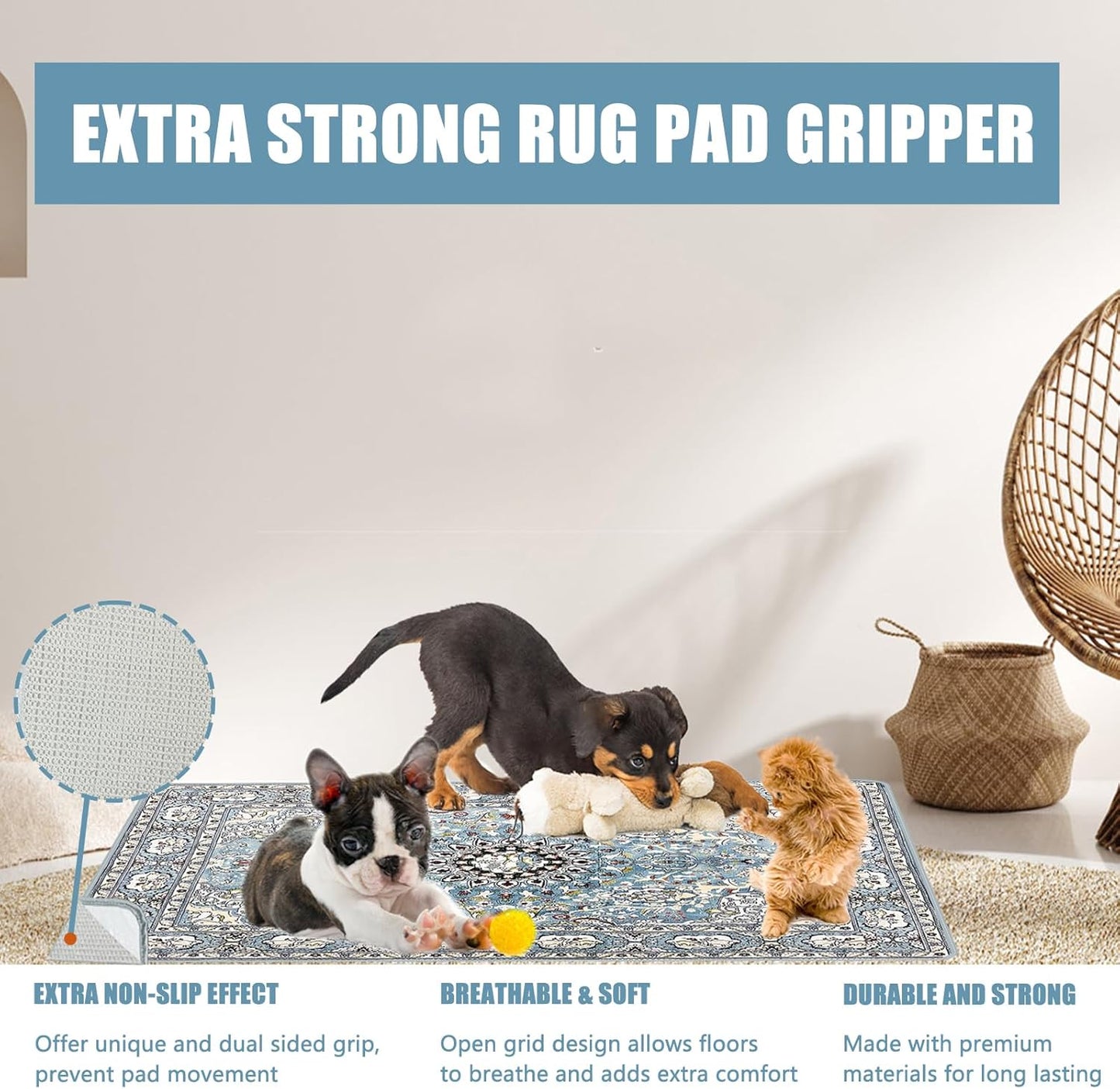 Washable Pee Pads for Dogs, (2 Pack, 36"x42") Upgrade Reusable Puppy Pads with Non-Slip Rug Pad, Super Thickening Absorbent Leakproof Dog Traning Pads Whelping Pad for Dogs, Doggie(Blue-2)