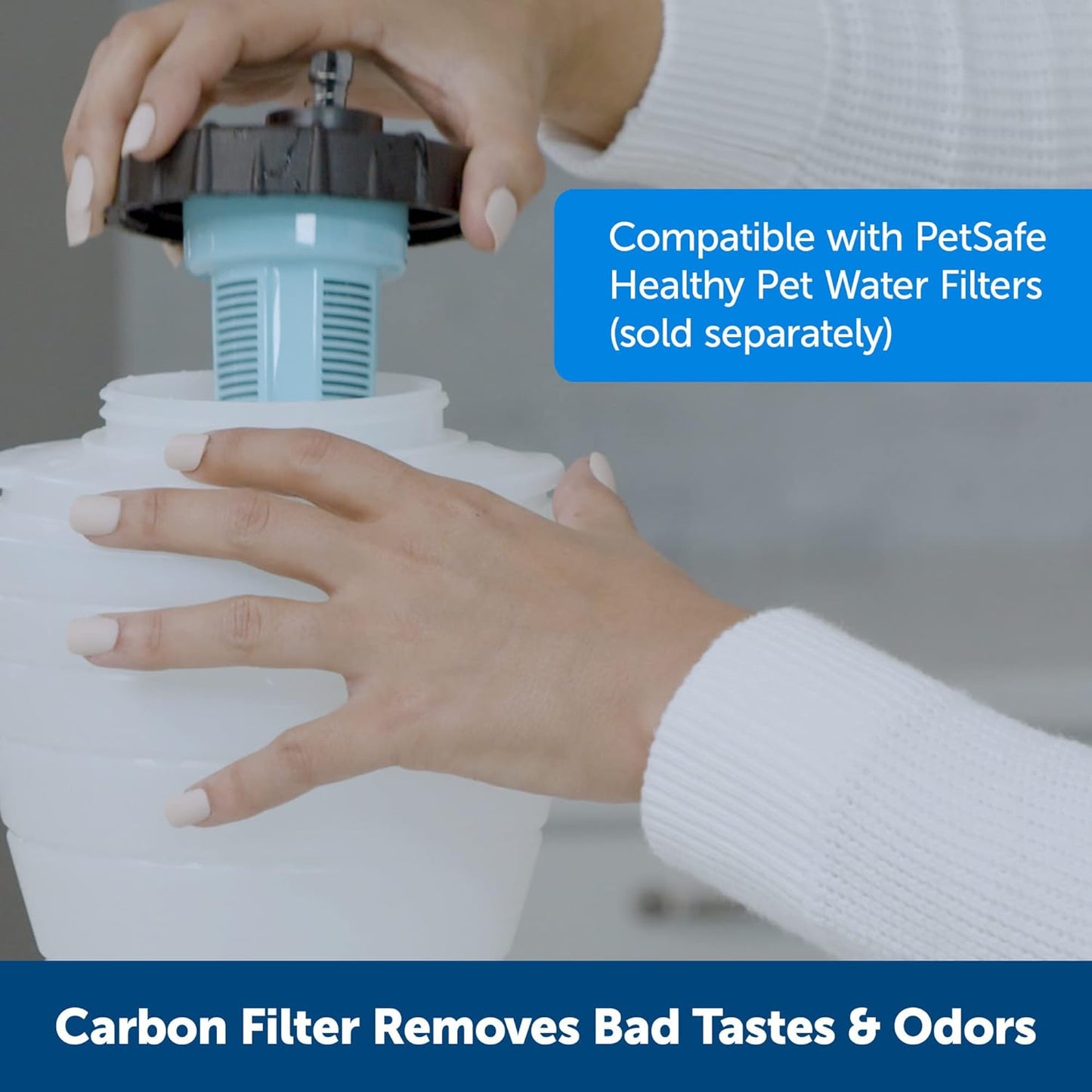 PetSafe Healthy Pet Water Station - Large, 320 oz Capacity - Gravity Pet Water Fountain, Automatic Cat Water Fountain or Dog Water Fountain - Water Dispenser - Removable Stainless Steel Bowl Included